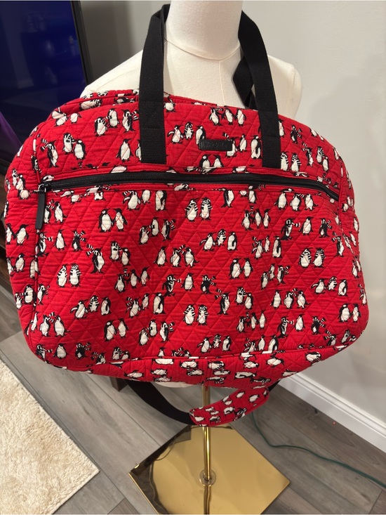 Vera Bradley Handbags - Vera Bradley Red Quilted playful Penguin Weekender Bag retired pattern travel